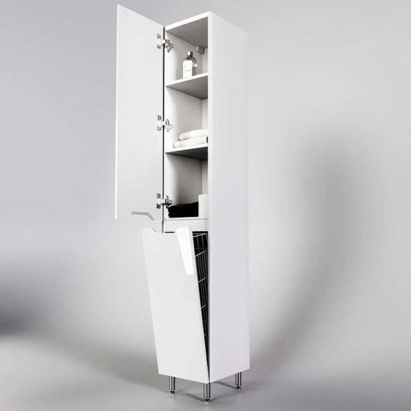 Шкаф пенал Style Line Марелла 30 L Люкс Plus СС-00002428 с бельевой корзиной Белый глянец антискрейтч Шкаф пенал Style Line Марелла 30 L Люкс Plus СС-00002428 с бельевой корзиной Белый глянец антискрейтч