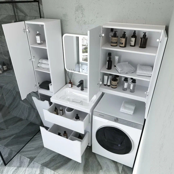 Шкаф пенал Style Line Марелла 30 L Люкс Plus СС-00002428 с бельевой корзиной Белый глянец антискрейтч Шкаф пенал Style Line Марелла 30 L Люкс Plus СС-00002428 с бельевой корзиной Белый глянец антискрейтч