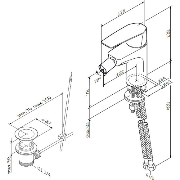 Смеситель для биде AM.PM Gem F90A83100 Хром