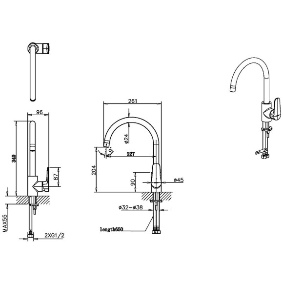 Смеситель для кухни Bravat Source F7173218BW-ENG Черный матовый Смеситель для кухни Bravat Source F7173218BW-ENG Черный матовый