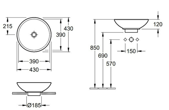 Раковина-чаша Villeroy&Boch Loop & Friends 43 51440001 Альпийский белый