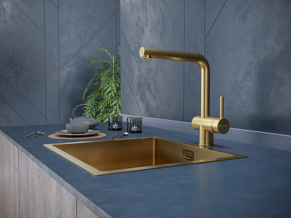 Смеситель для кухни Paulmark Dosse Do214418-BG Брашированное золото