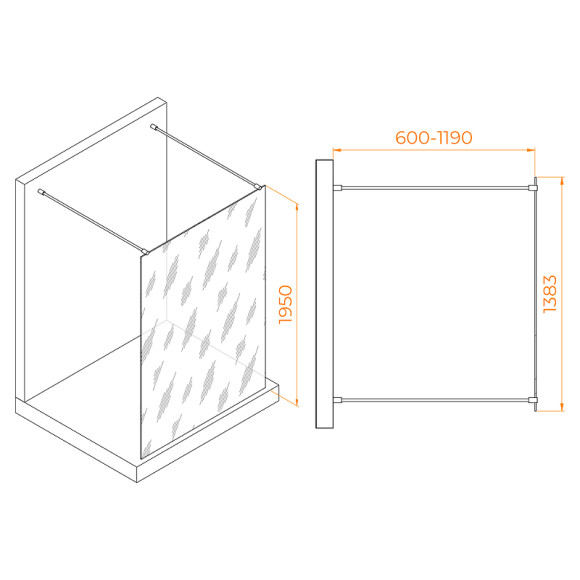 Душевая перегородка RGW Walk In WA-016-Gb 140 35101614-16 профиль Золото брашированное стекло прозрачное