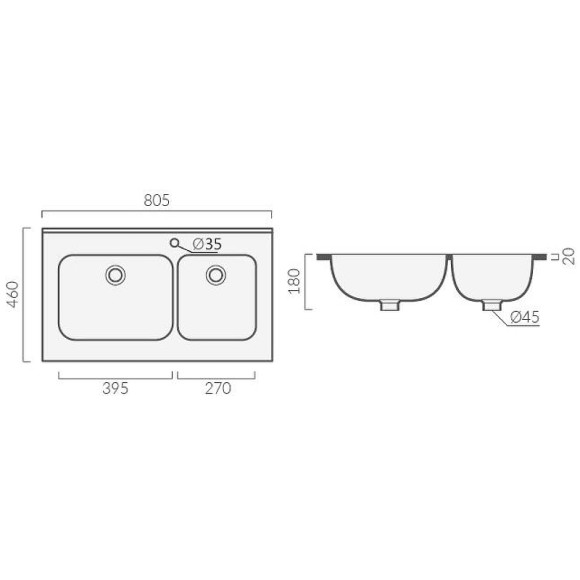 Раковина Grossman 80 GR-3039-2 двойная Белая Раковина Grossman 80 GR-3039-2 двойная Белая