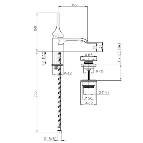 Смеситель для раковины Bossini Apice E89600.030 Хром Смеситель для раковины Bossini Apice E89600.030 Хром