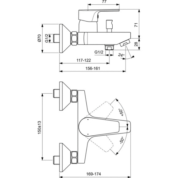 Комплект смесителей Ideal Standard Esla BC264AA Хром Комплект смесителей Ideal Standard Esla BC264AA Хром