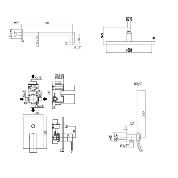 Душевая система Paffoni Elle KITEL015NOKING Черная матовая
