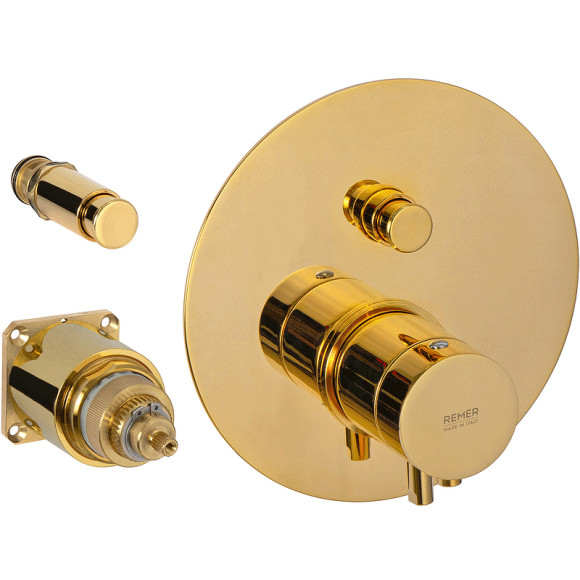 Смеситель для душа Remer Minimal Thermo NT09KBDO с термостатом Золото Смеситель для душа Remer Minimal Thermo NT09KBDO с термостатом Золото