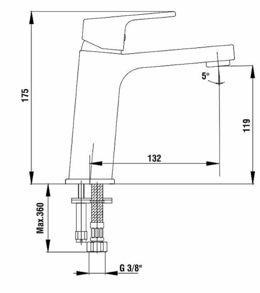 Смеситель для раковины E.C.A. Tiera 102108989C1EX Черный матовый