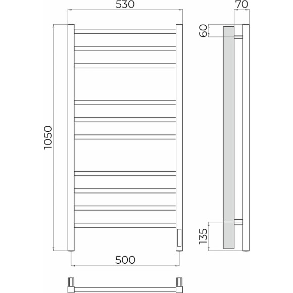 Электрический полотенцесушитель Terminus Ватикан П10 500х1050 4670078544407 Хром