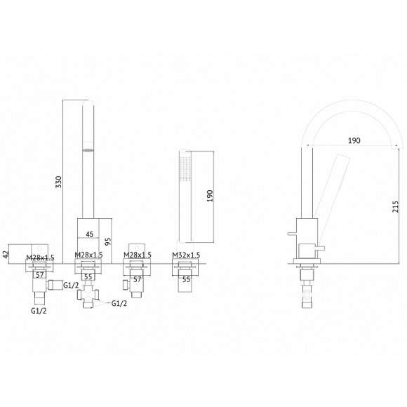 Смеситель на борт ванны Abber Wasser Kreis AF8113G Золото матовое Смеситель на борт ванны Abber Wasser Kreis AF8113G Золото матовое