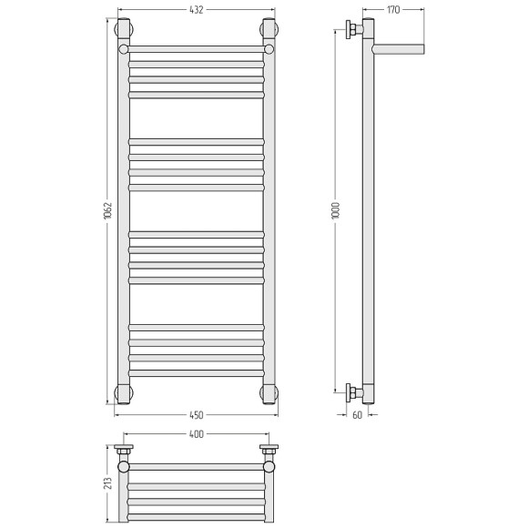 Водяной полотенцесушитель Сунержа Богема+ 1000х400 15-0223-1040 с полкой Темный титан муар