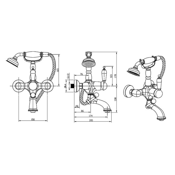 Смеситель для ванны Boheme Tradizionale Chromo 263-BLC Хром