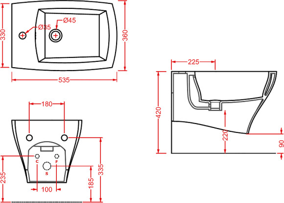 Биде Artceram Jazz JZB001 01 00 подвесное Белое Биде Artceram Jazz JZB001 01 00 подвесное Белое