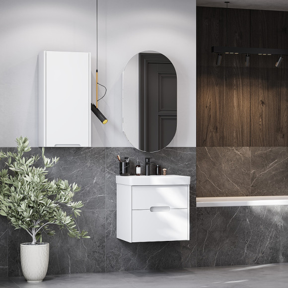 Подвесной шкаф Aquaton Оливия 35 L 1A254703OL01L Белый матовый Подвесной шкаф Aquaton Оливия 35 L 1A254703OL01L Белый матовый