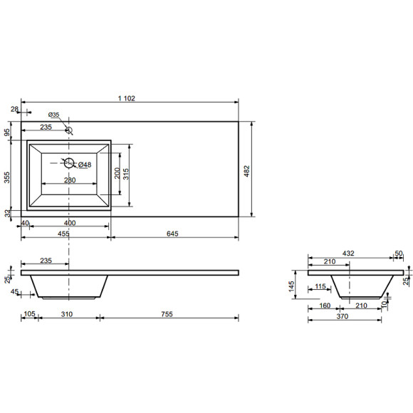 Тумба с раковиной Эстет Dallas Luxe 110 L ФР-00002020 подвесная Белая