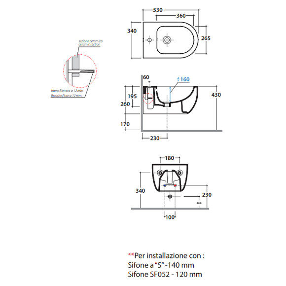 Биде Globo Mode MES09BI*1 подвесное Белое Биде Globo Mode MES09BI*1 подвесное Белое