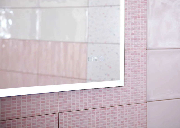 Зеркало Бриклаер Лофт 60 4627125415722 с подсветкой Черное с бесконтактным выключателем и часами