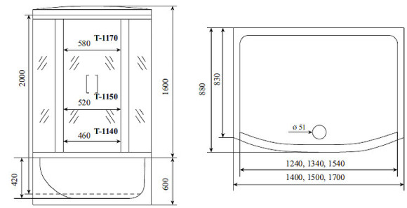 Душевой бокс Timo Standart 150x88 T-1150 с гидромассажем Душевой бокс Timo Standart 150x88 T-1150 с гидромассажем