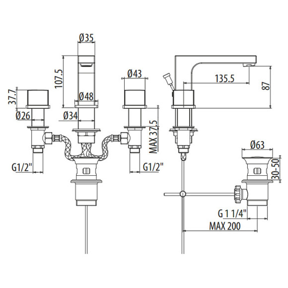 Смеситель для раковины Gattoni Kubik 2510025C0 Хром Смеситель для раковины Gattoni Kubik 2510025C0 Хром