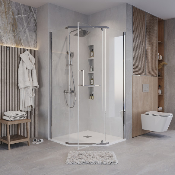 Душевой уголок Grossman Pragma 90х90 302.K33.03.9090.10.00 профиль Хром стекло прозрачное