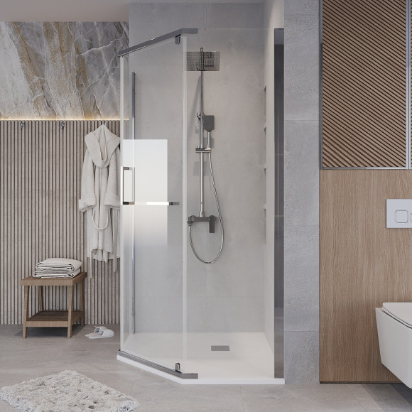 Душевой уголок Grossman Pragma 90х90 302.K33.03.9090.10.00 профиль Хром стекло прозрачное