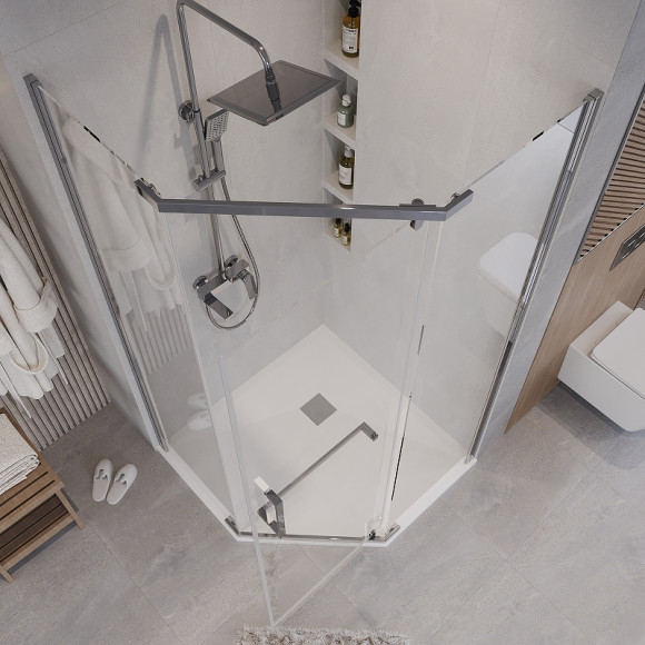 Душевой уголок Grossman Pragma 90х90 302.K33.03.9090.10.00 профиль Хром стекло прозрачное