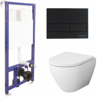 Комплект унитаза AM.PM Spirit FlashClean C701700WH+C707857WH с инсталляцией Berges Novum L5 040215 с сиденьем Микролифт и Черной матовой клавишей смыва Комплект унитаза AM.PM Spirit FlashClean C701700WH+C707857WH с инсталляцией Berges Novum L5 040215 с сиденьем Микролифт и Черной матовой клавишей смыва