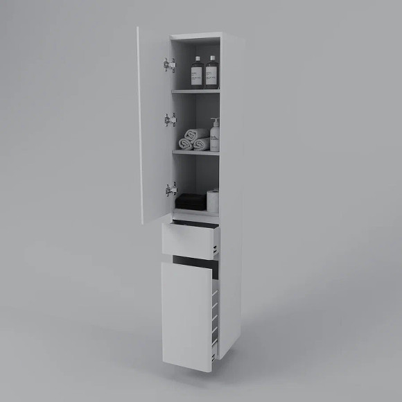 Шкаф пенал Style Line Атлантика 35 L Люкс Plus СС-00002257 с бельевой корзиной Белый матовый антискрейтч Шкаф пенал Style Line Атлантика 35 L Люкс Plus СС-00002257 с бельевой корзиной Белый матовый антискрейтч