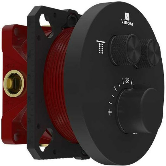 Смеситель для душа Vincea VSCV-322T-MMB с термостатом Черный матовый Смеситель для душа Vincea VSCV-322T-MMB с термостатом Черный матовый