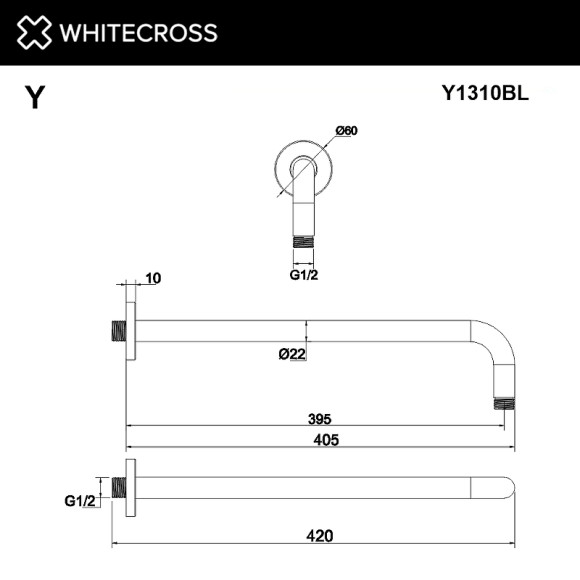 Кронштейн для верхнего душа Whitecross Y chrome Y1310CR Хром Кронштейн для верхнего душа Whitecross Y chrome Y1310CR Хром