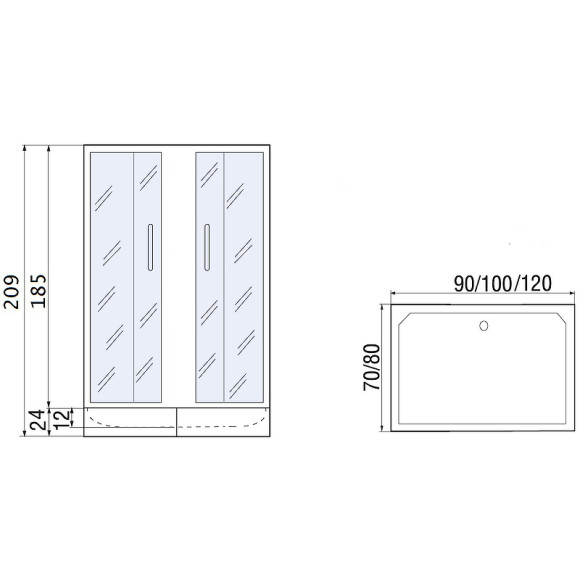 Душевой уголок River Morava XL 120x80 MT 10000008328 с поддоном