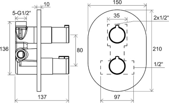 Смеситель для душа Ravak Chrome CR 063.00 X070094 с термостатом Хром
