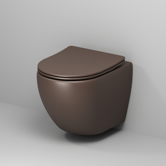 Унитаз Grossman Color GR-4455BRMS подвесной Коричневый матовый с сиденьем Микролифт Унитаз Grossman Color GR-4455BRMS подвесной Коричневый матовый с сиденьем Микролифт