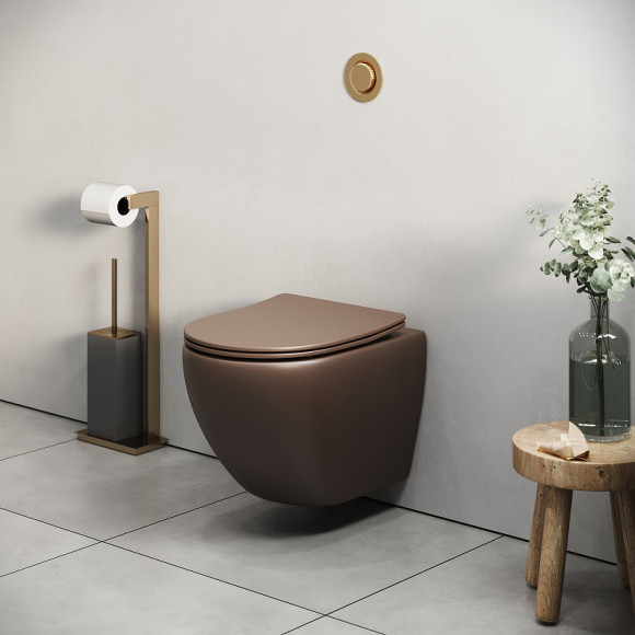 Унитаз Grossman Color GR-4455BRMS подвесной Коричневый матовый с сиденьем Микролифт Унитаз Grossman Color GR-4455BRMS подвесной Коричневый матовый с сиденьем Микролифт
