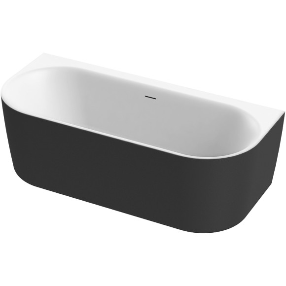 Акриловая ванна Cezares Metauro 180x80 METAURO-INT-Wall-180-80-60-B-W-MATT Черная матовая Белая матовая без гидромассажа