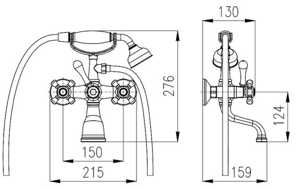 Смеситель для ванны Rav Slezak Morava retro MK559.5/2Z Золото