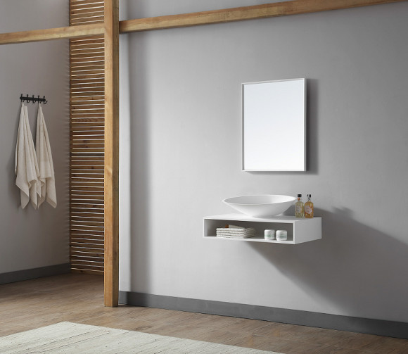 Тумба под раковину Abber Stein 80 AS1612 подвесная Белая матовая