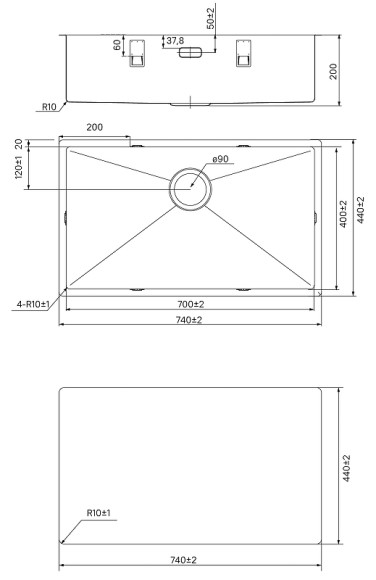 Кухонная мойка Iddis Edifice 74 EDI74B0i77 Золото матовое