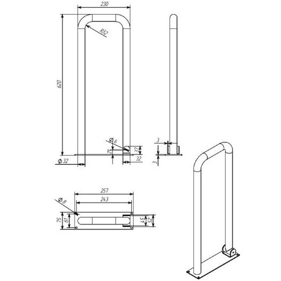 Поручень Aquatek POR-0000003 Хром