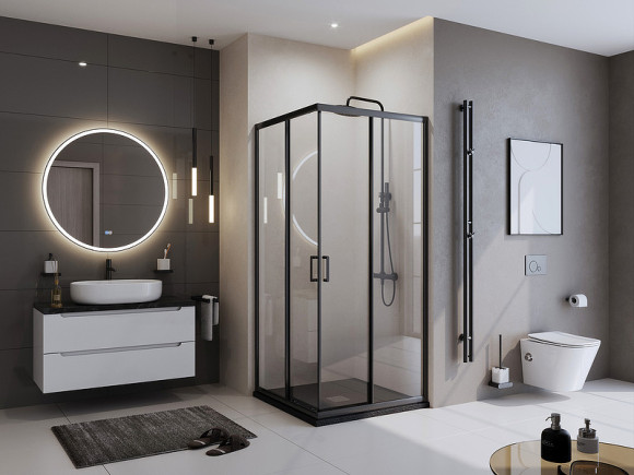Душевой поддон из искусственного камня BelBagno Uno 90x90 TRAY-MR-UNO-A-90-35-NERO-CR Черный матовый
