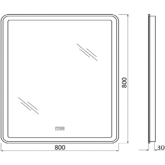 Зеркало BelBagno SPC-MAR-800-800-LED-TCH-WARM с подсветкой с подогревом с сенсорным выключателем