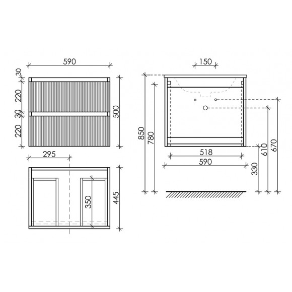 Тумба под раковину Sancos Snob R 60 SNR60SM подвесная Doha Soft
