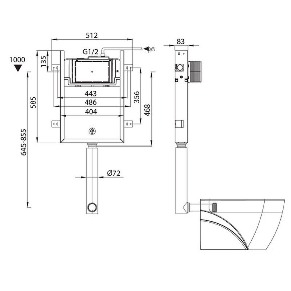 Смывной бачок Iddis Optima Home OPH0GCCi32K скрытого монтажа с клавишей смыва Хром