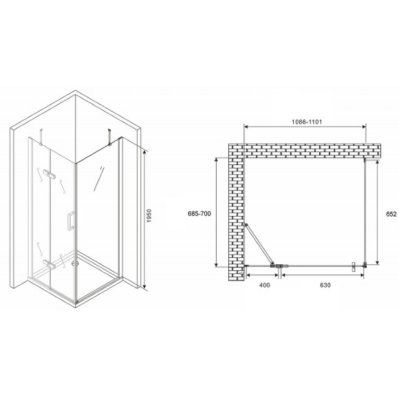 Душевой уголок Abber Zart 110x70 AG08110-S71 профиль Хром стекло прозрачное Душевой уголок Abber Zart 110x70 AG08110-S71 профиль Хром стекло прозрачное