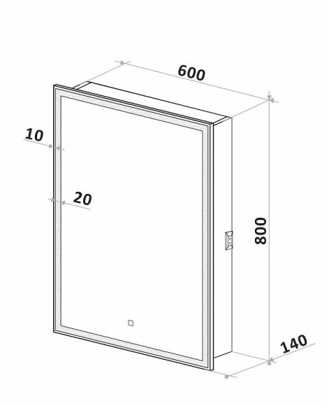 Зеркальный шкаф Art&Max Techno AM-Tec-600-800-1D-L-DS-F с подсветкой с сенсорным выключателем Белый Зеркальный шкаф Art&Max Techno AM-Tec-600-800-1D-L-DS-F с подсветкой с сенсорным выключателем Белый