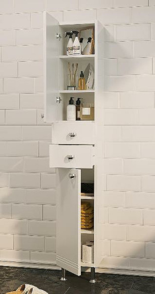 Шкаф пенал 1MarKa Story 29Н L У99311 Белый глянец