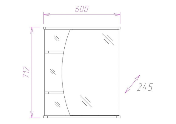 Зеркальный шкаф Onika Луна 60.01 R 206014 с подсветкой Белый Зеркальный шкаф Onika Луна 60.01 R 206014 с подсветкой Белый