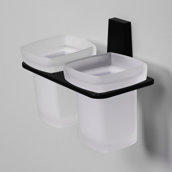 Стакан для зубных щеток WasserKRAFT Abens K-3228D двойной Черный матовый Стакан для зубных щеток WasserKRAFT Abens K-3228D двойной Черный матовый