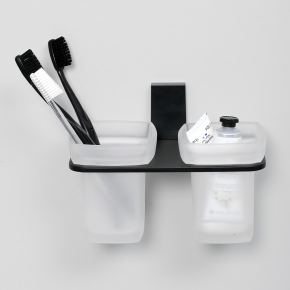 Стакан для зубных щеток WasserKRAFT Abens K-3228D двойной Черный матовый Стакан для зубных щеток WasserKRAFT Abens K-3228D двойной Черный матовый